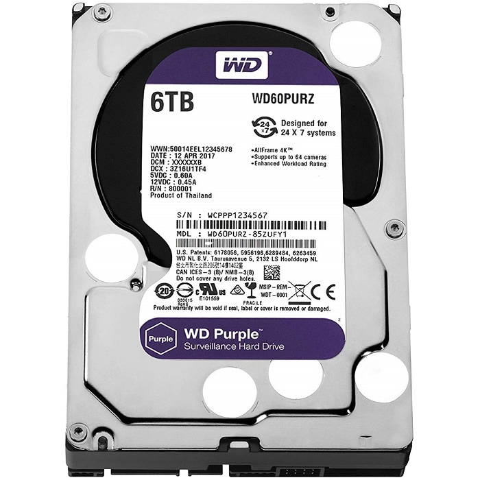 Disco Duro Interno Wd Purple 6tb 3.5 Wd64purz 256mb Videovigilancia, Western Digital, Componentes, Discos Internos, 6tb [Imagen 1]